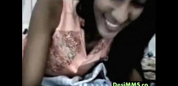 Sexy young desi teen girl showing off her tits for chat lover on webcam